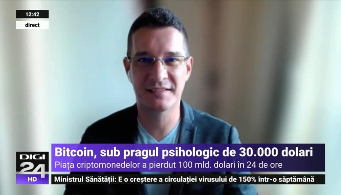 Sebastian Cochinescu on a remote Digi24 interview about Bitcoin